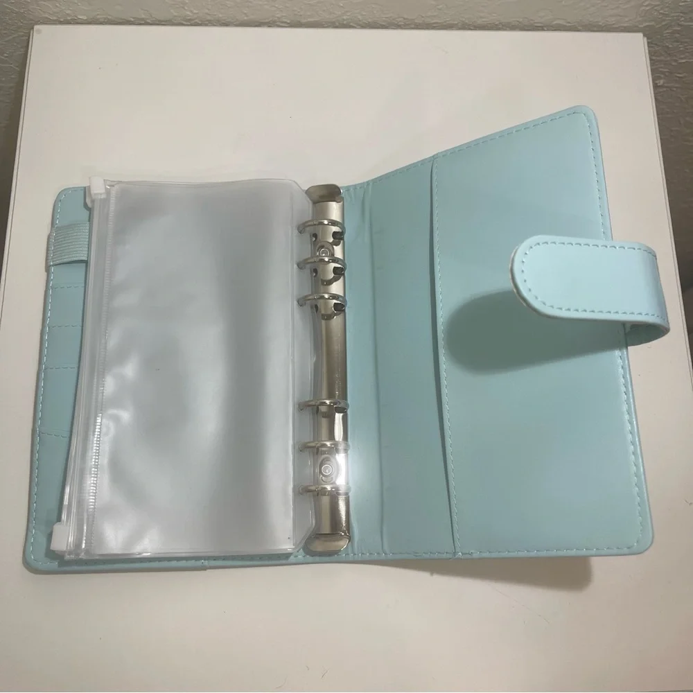 Light Blue PU Leather Binder Planner